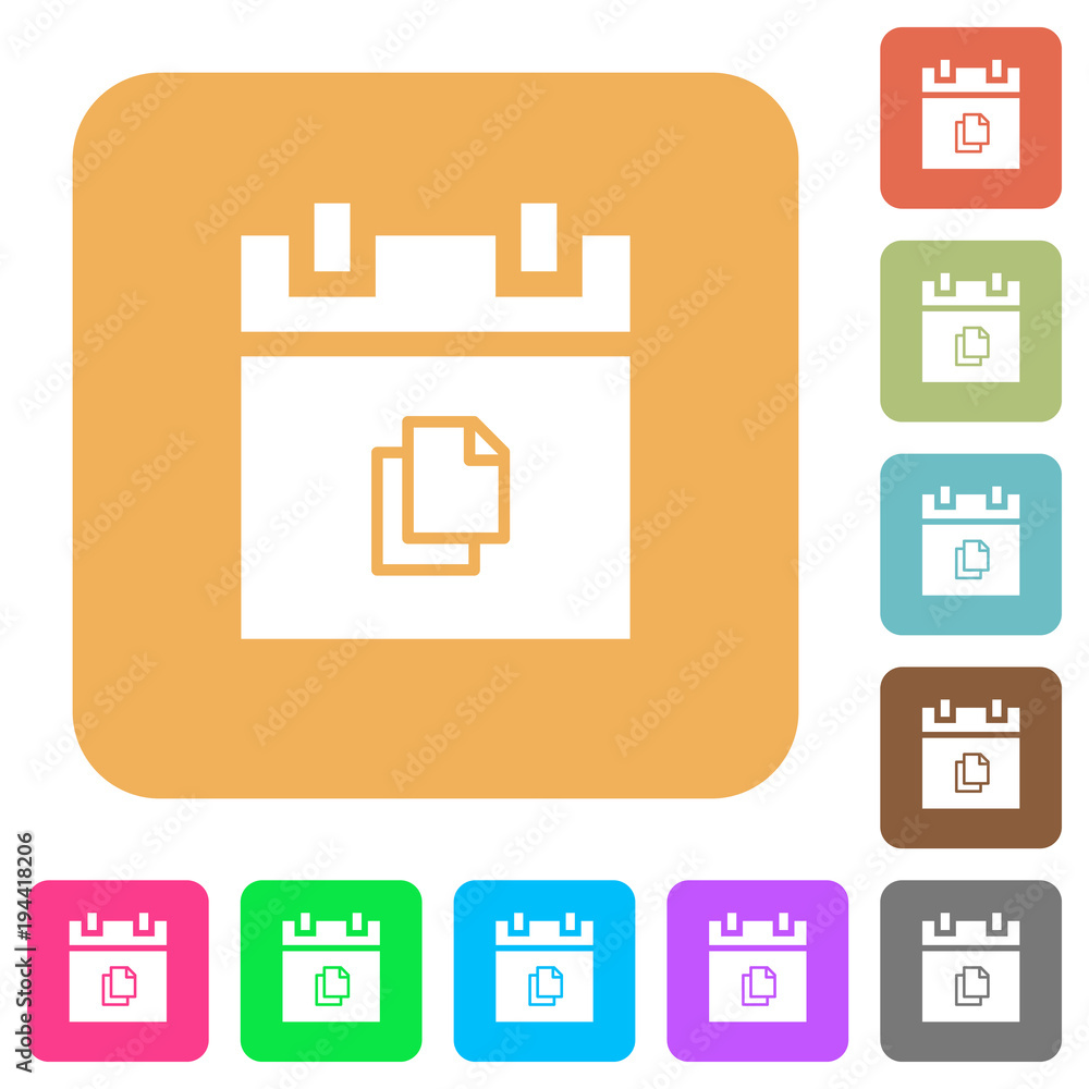 Duplicate schedule item rounded square flat icons Duplicate schedule item rounded square flat icons