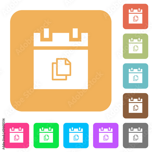 Duplicate schedule item rounded square flat icons
