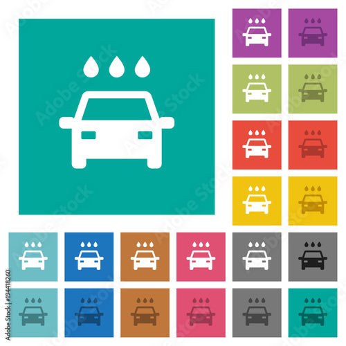 Car wash square flat multi colored icons