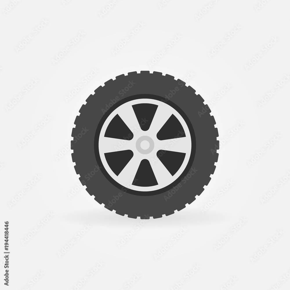 Fototapeta premium Flat wheel icon - vector simple symbol or design element