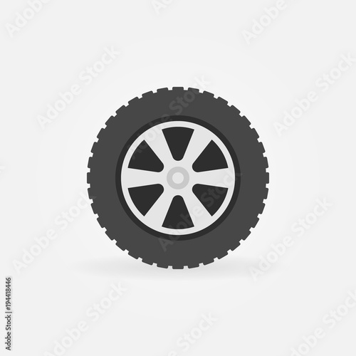 Flat wheel icon - vector simple symbol or design element