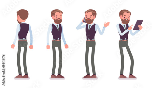 Handsome male office employee standing