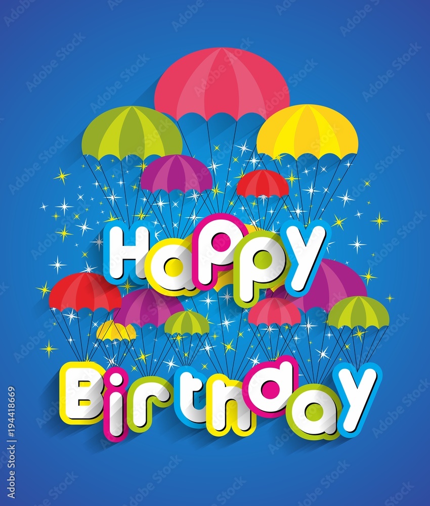 Fototapeta premium Happy Birthday Greeting Card On Background vector Illustration