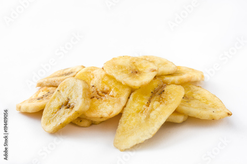 Banana chips isolated on white background