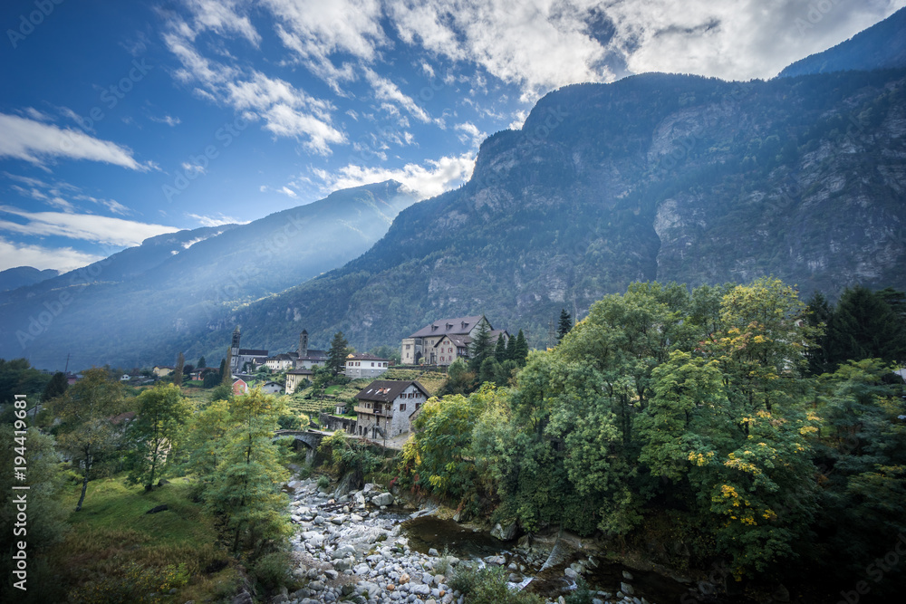 Mountain village in the Italian part of Switzerland