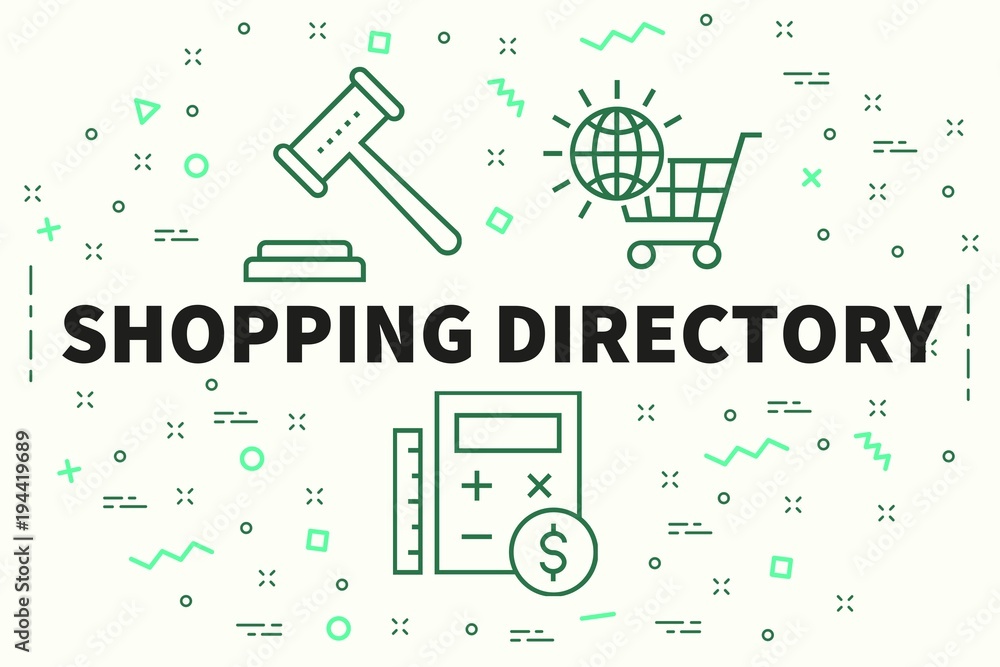Conceptual business illustration with the words shopping directory Conceptual business illustration with the words shopping directory