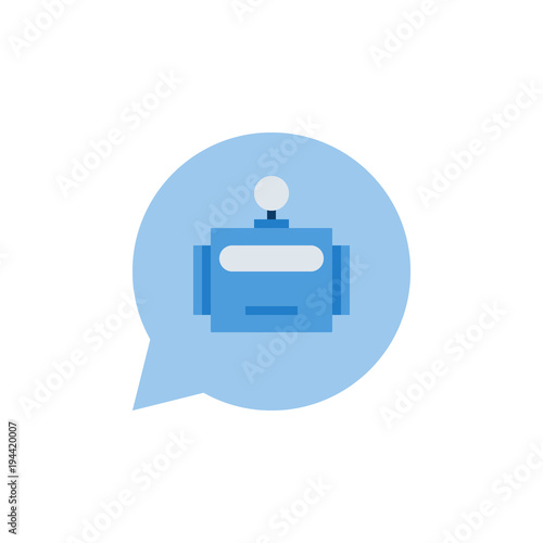 Robot in blue speech bubble icon - vector symbol