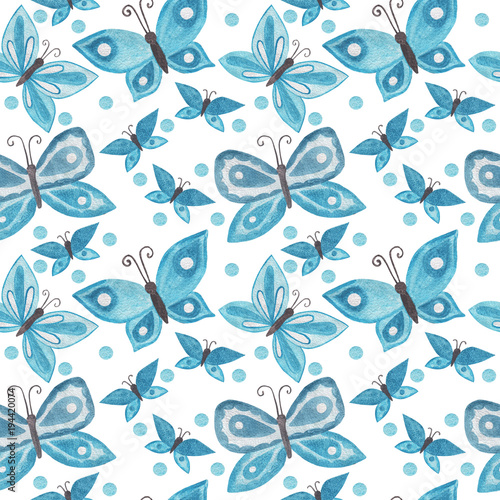 Butterfly watercolor seamless background