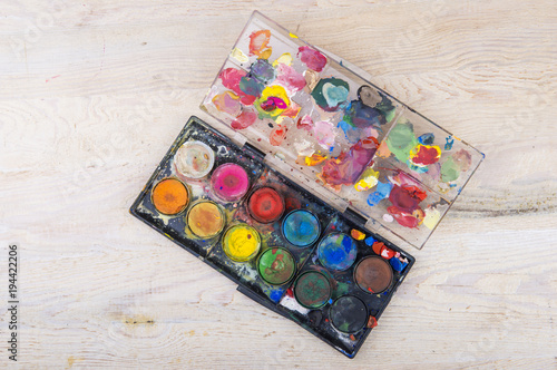 Set of messy watercolor paints 