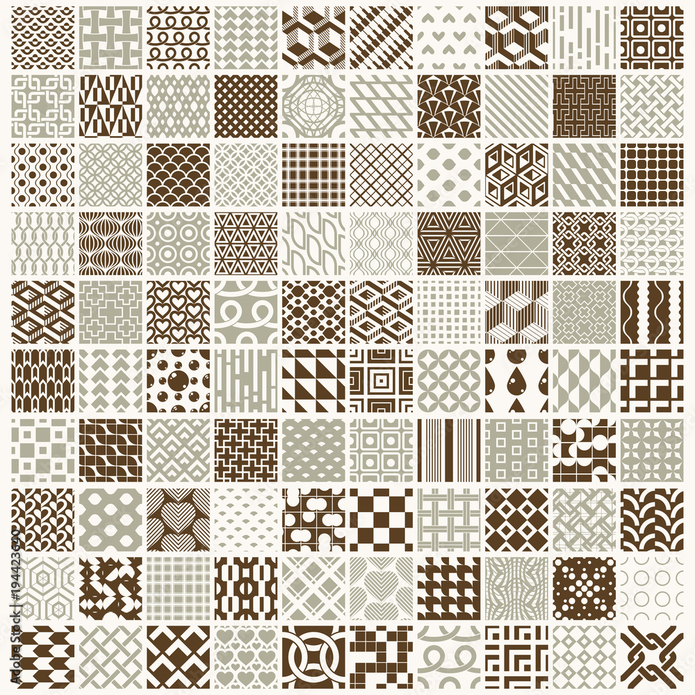 Collection of vector abstract seamless compositions best for use as wrapping papers, symmetric ornate backgrounds created with simple geometric shapes. Collection of vector abstract seamless compositions best for use as wrapping papers, symmetric ornate backgrounds created with simple geometric shapes.