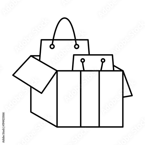 line shopping bags inside open box package
