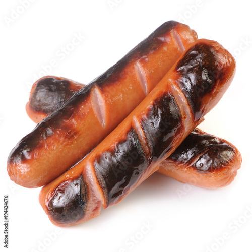 Grillet Sausages Isolated on White photo