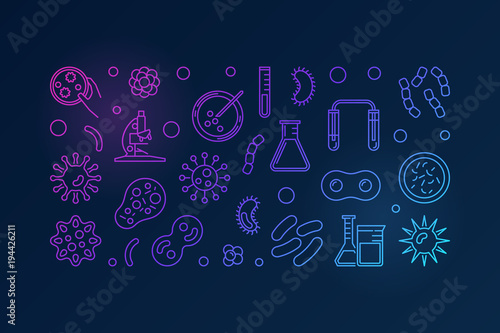 Virus linear colorful illustration made with viruses concept ico