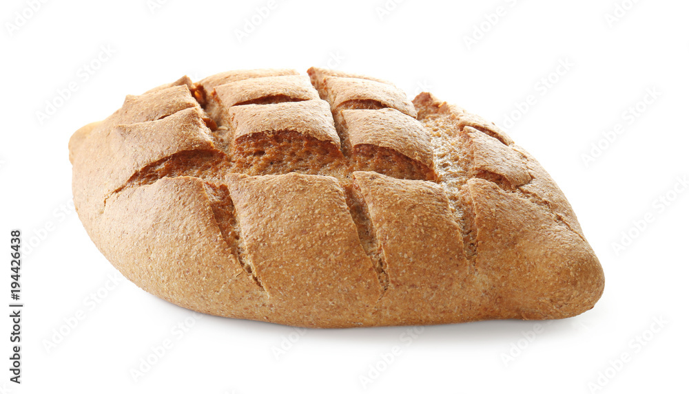 Loaf of freshly baked bread on white background Loaf of freshly baked bread on white background