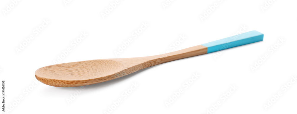 Wooden spoon on white background. Handcrafted cooking utensils Wooden spoon on white background. Handcrafted cooking utensils