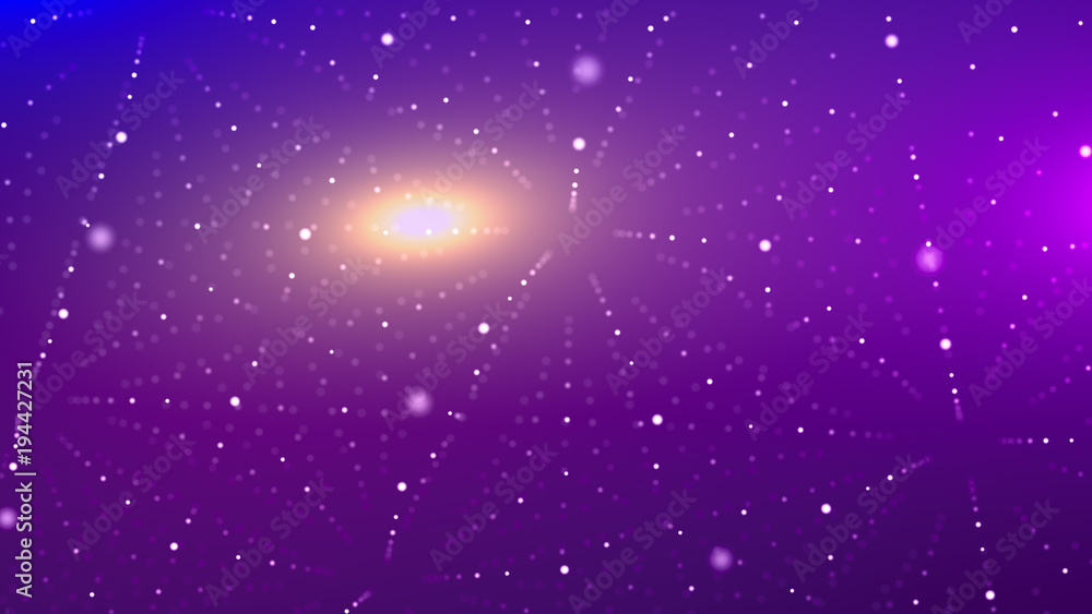 Obraz premium Dark Violet Cyberspace with Spotted Lines