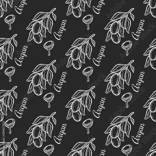 Argan nut oil seamless pattern
