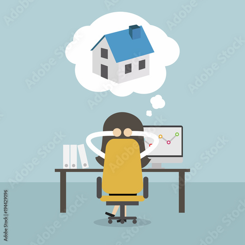 Businesswoman dreaming about house. Vector