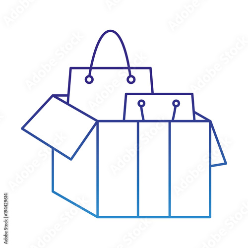 degraded line shopping bags inside open box package