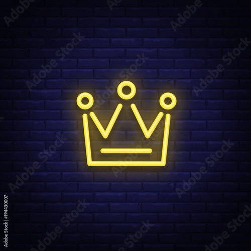 Crown is a neon sign. Neon icon, light symbol, web banner for your projects. Vector illustration