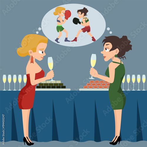 hypocrisy of women's talk vector cartoon