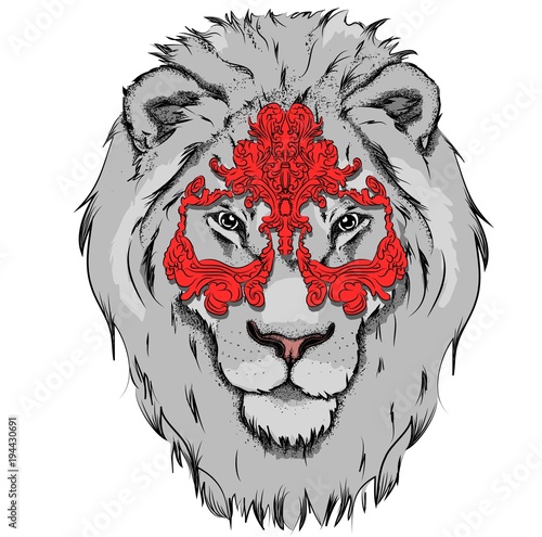 Fototapeta Naklejka Na Ścianę i Meble -  Portrait of a lion. Can be used for printing on T-shirts, flyers and stuff. Vector illustration