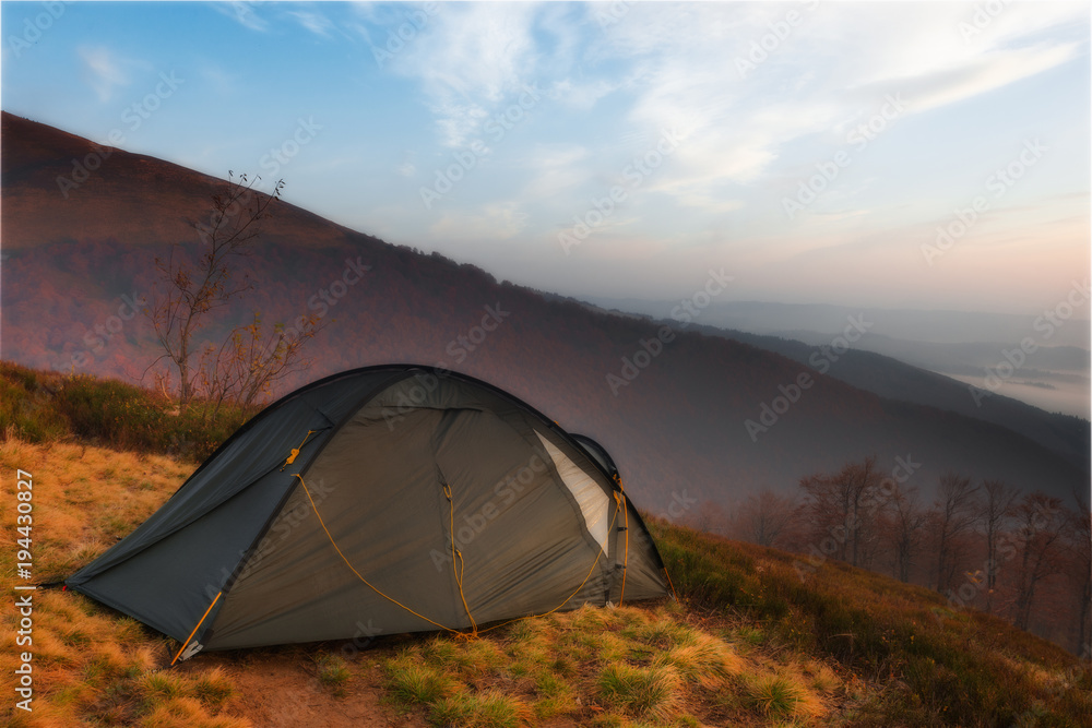 sunrise in the mountains tent
