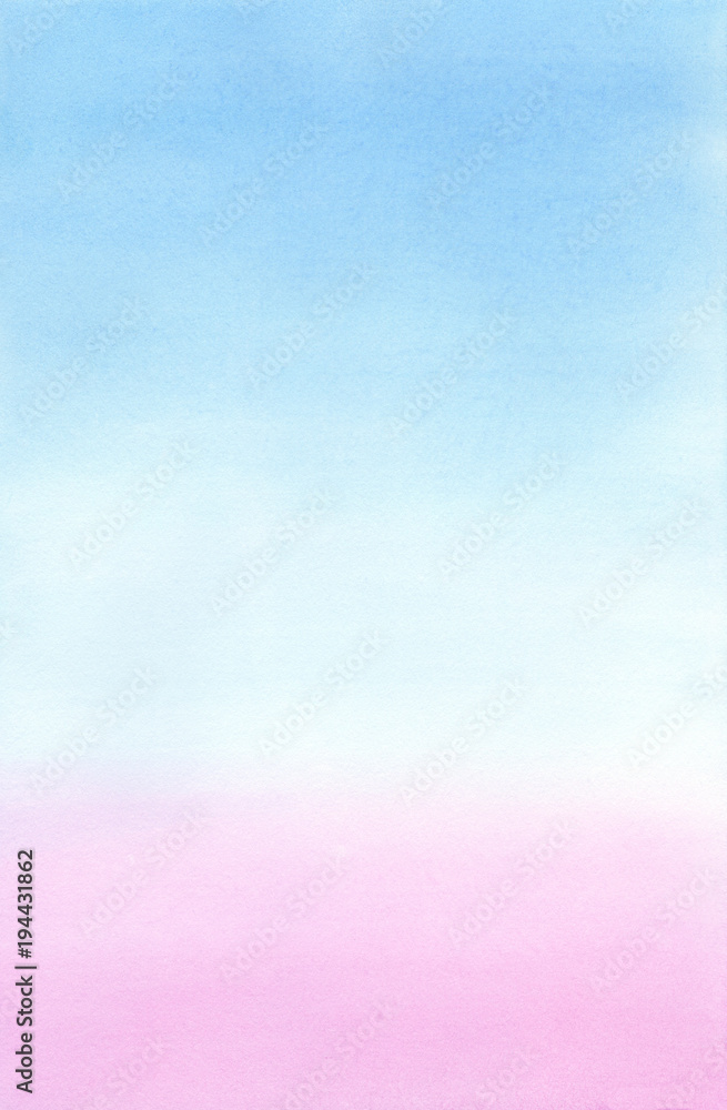 Abstract gradient watercolor background in pink and light blue shades ...