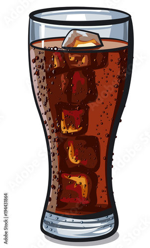 cola glass with ice cube