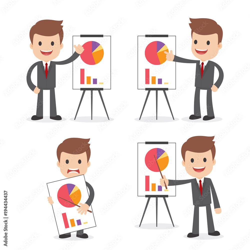 Funny Cartoon Businessman with a Chart Funny Cartoon Businessman with a Chart