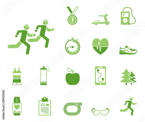 Joggen und Laufen - Iconset (in Grün)