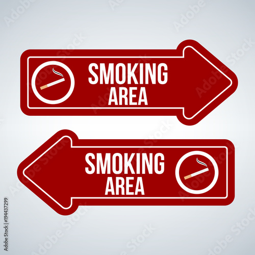 Smoking Area Arrow Sign. Vector Illustration isolated on white.