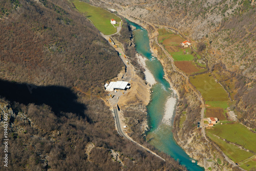 Areal view of the Albanian Alps, natural landscape background photo