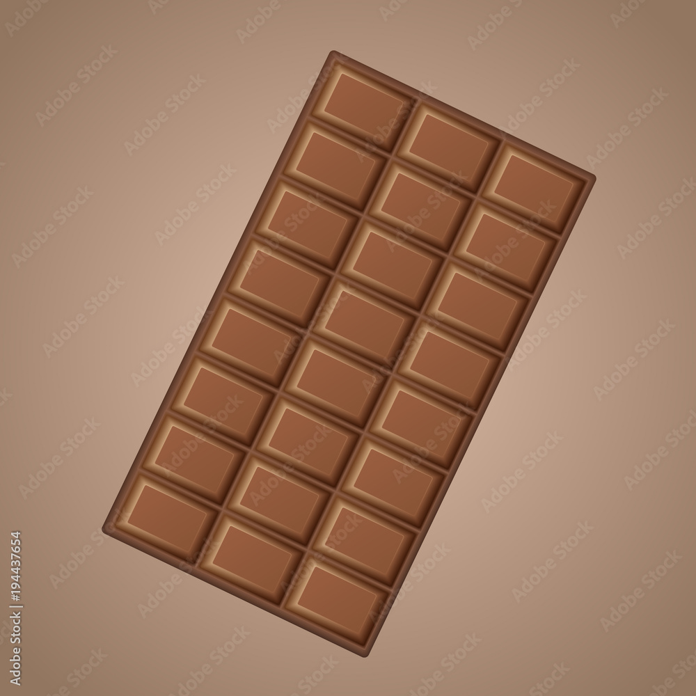 Fototapeta premium Vector realistic delicious milk chocolate isolated on brown background