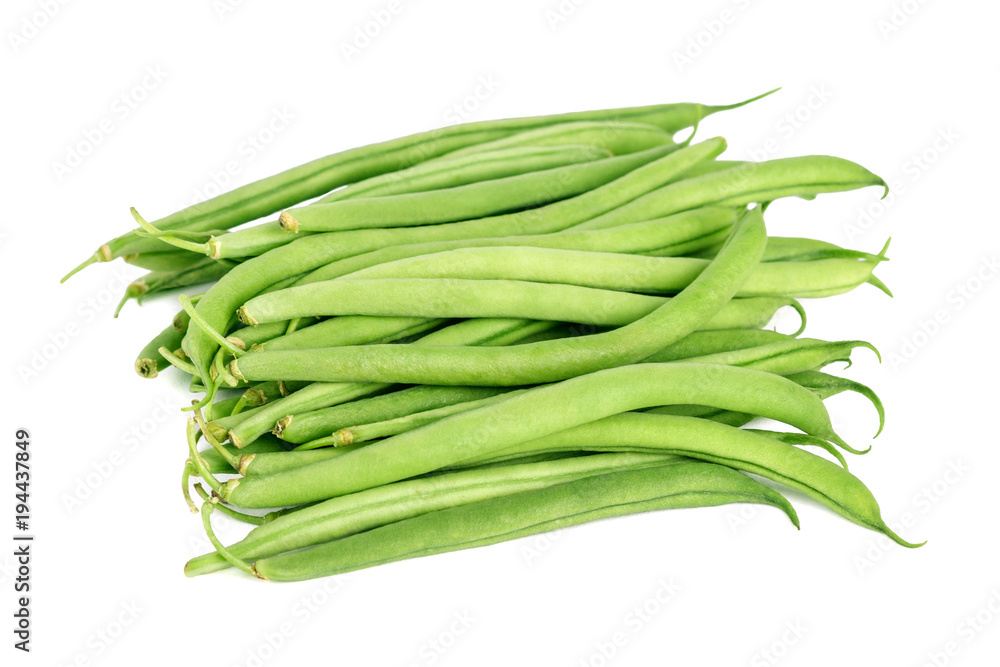 Bundle of fresh green beans isolated on white Bundle of fresh green beans isolated on white