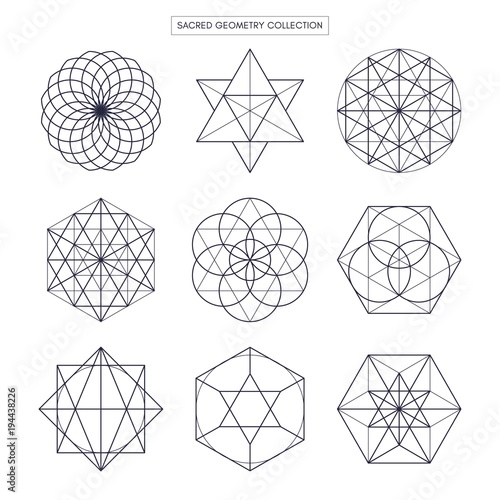 Sacred geometry. Original outline vector (non expanded outline). White background.