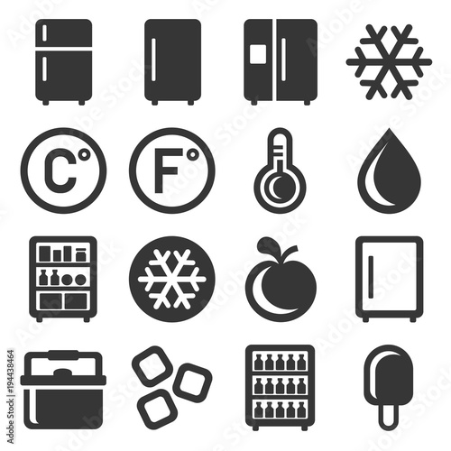 Refrigerator Icons Set on White Background. Vector