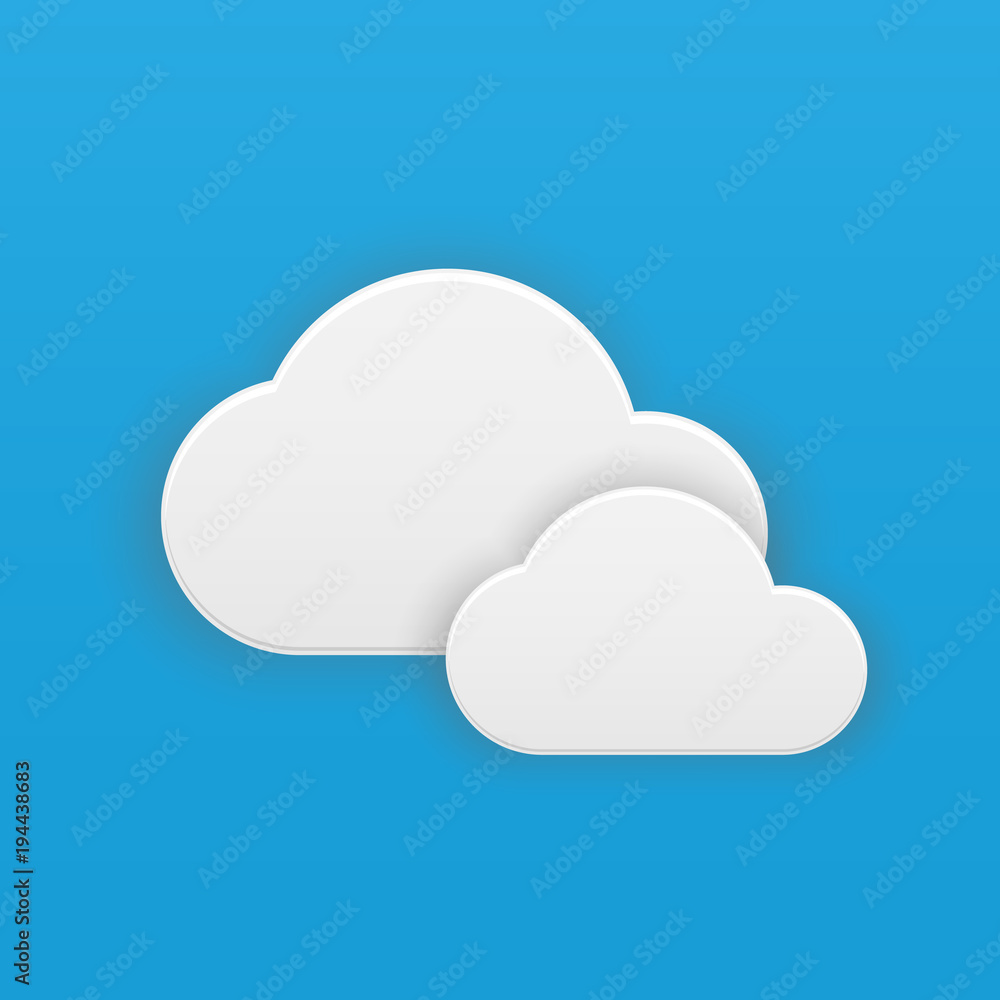 Two clouds with shadow in the sky vector icon. Two clouds with shadow in the sky vector icon.