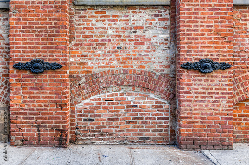 Photography Brick wall in Brooklyn, NYC, New York City front view exterior, grunge old archi