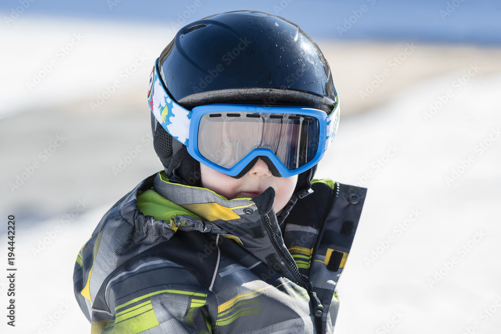 Toddler Boy Dressed Warmly & in Good Safety Gear Ready to go Ski Toddler Boy Dressed Warmly & in Good Safety Gear Ready to go Ski