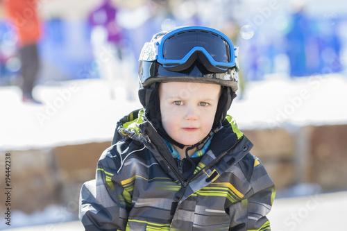 Toddler Boy Dressed Warmly & in Good Safety Gear Ready to go Ski © RachelKolokoffHopper