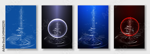 Minimal brochure templates. Abstract digital texture on dark background. Technology sci-fi concept, abstract vector design. Templates for flyer, leaflet, brochure, report, presentation, advertising