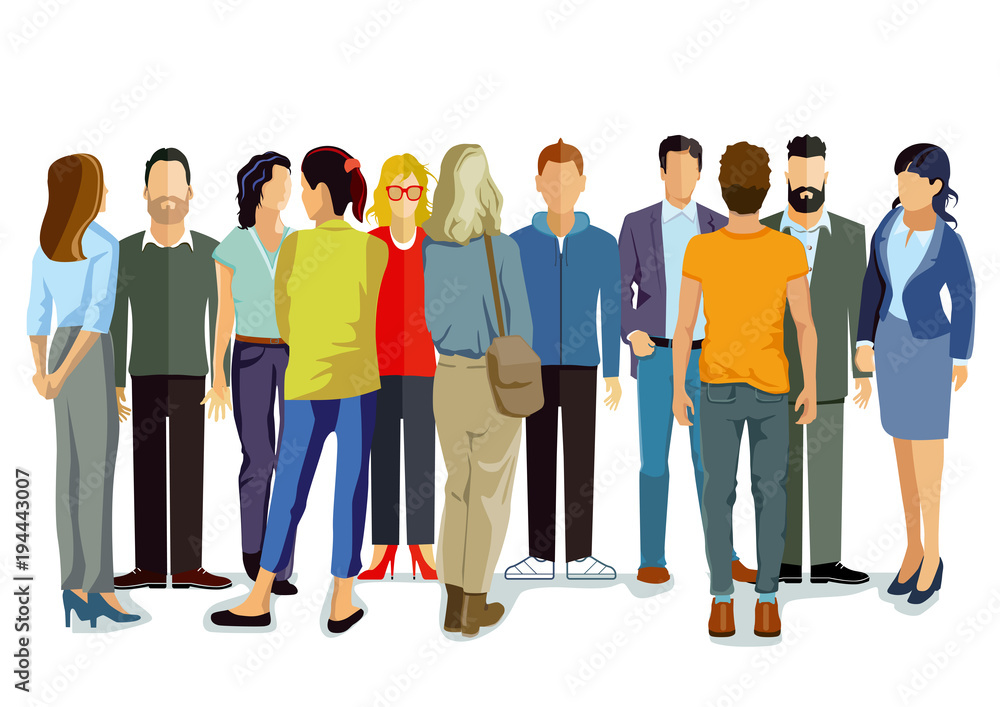 Fototapeta premium Personengruppe von jungen Leuten, Illustration