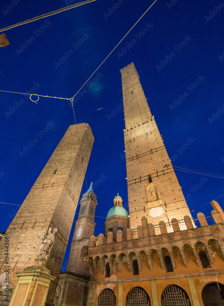 Asinelli and Garisenda Tower in Bologna, Emilia Romagna, Italy