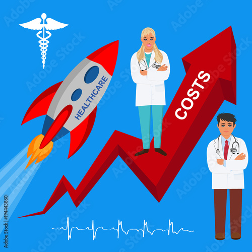 rising healthcare costs, vector illustration