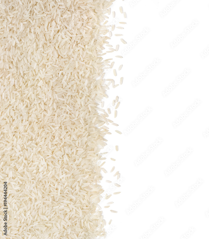 Parboiled rice on white background. Copy space for your text. Top view, high resolution product. Healthy food concept Parboiled rice on white background. Copy space for your text. Top view, high resolution product. Healthy food concept