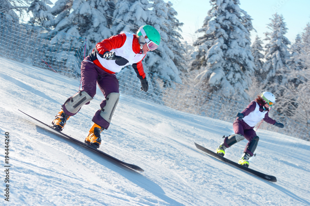 Snowboard racing slalom, winter sports Snowboard racing slalom, winter sports