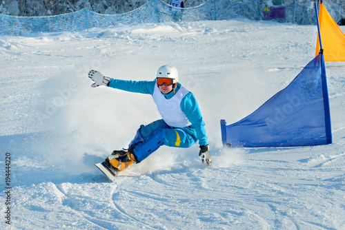 Snowboard racing slalom, winter sports