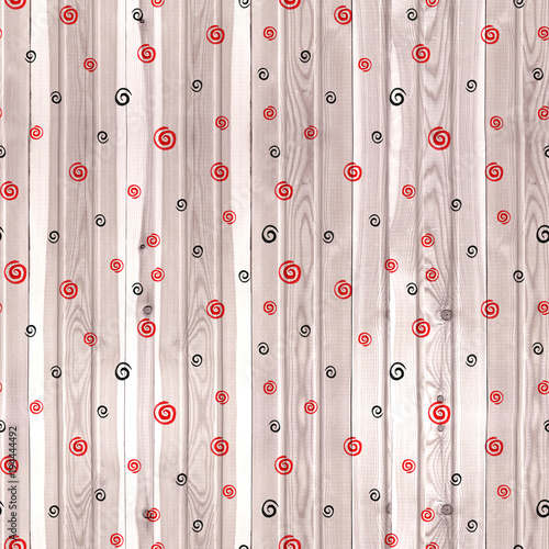 Swirling spiral seamless pattern of white circles. Mezen painting. Ethnic