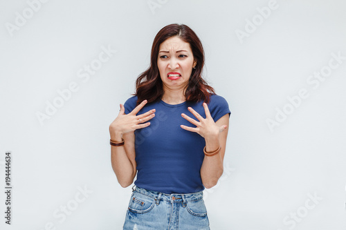 Fotografie, Obraz Emotion of disgusted woman isolated on white